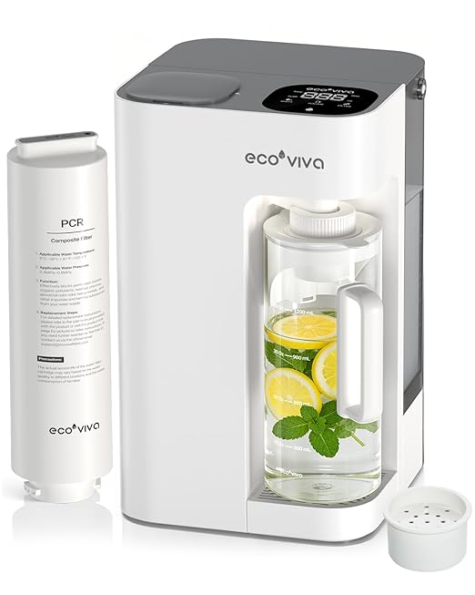Mate 3 Reverse Osmosis Water Filter Countertop, 3:1 Pure to Drain, 44oz Smart Autofill Pitcher, No Installation Water Purifier, 8 Stage RO Water Filtration, with Remineralization, White