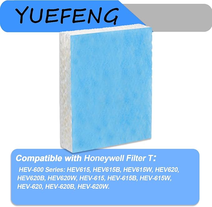 Humidifier Replacement Filter T for Honeywell Top Fill Humidifier HEV615 and HEV620 Humidifier Wicks, Compatible with Part # HFT600, HFT600T, HFT600PDQ (Blue-6pcs)