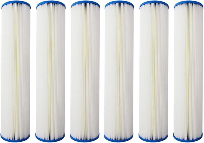 Tier1 20 Micron 20x4.5 Water Filter | Whole House Sediment Water Filter | Pleated Polyester Cartridge | Replacement for Pentek ECP20-20BB, Hydronix SPC-45-2020 | High-Flow 4.5 x 20 Water Filter (6pk)