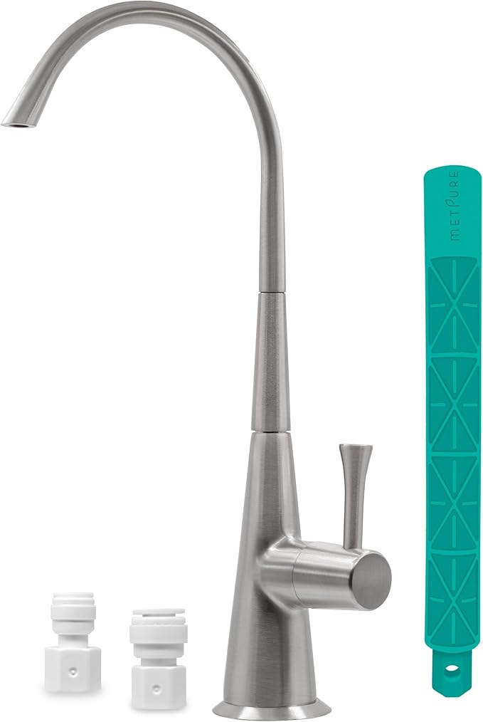 Metpure Non-airgap Brass RO Faucet Reverse Osmosis Drinking Water Filtration System Water Dispenser Spout. Contemporary Style. Include Wrench and Faucet Adapters. Brushed Nickel.