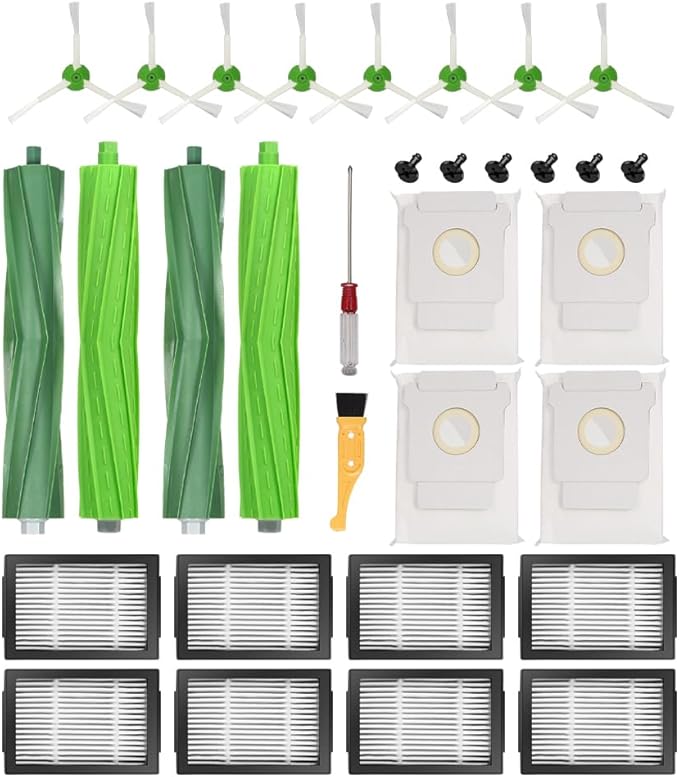 ANBOO 22-Piece Replacement Parts for iRobot Roomba i3+, i4+, i7+, j7+, and E-Series — Includes 4 Multi-Surface Brushes and 8 High-Efficiency Filters