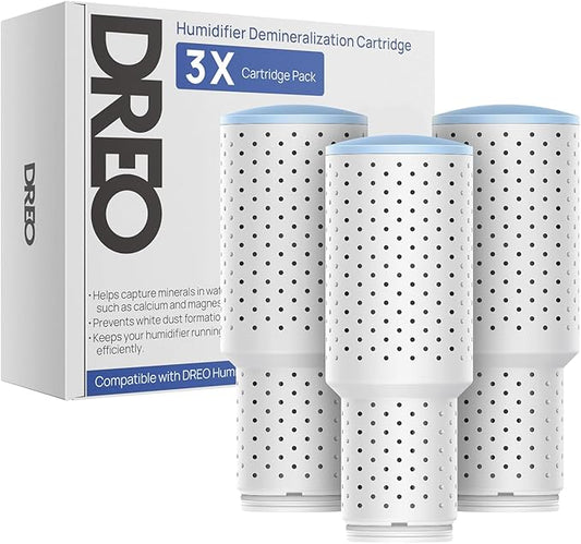 DREO Demineralization Cartridge 3-Pack for Humidifiers, Compatible with Dreo Humidifiers HM311/311S/524/524S, Prevent Mineral Build-up, Filter Hard Water, Eliminate White Dust