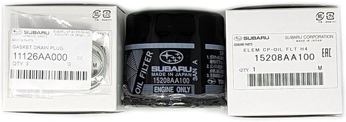 Subaru Engine Oil Filter & Crush Gasket KIT 15208AA100 & 11126AA000 Genuine Legacy Outback Impreza Wrx STi Forester Baja (3 Pack)