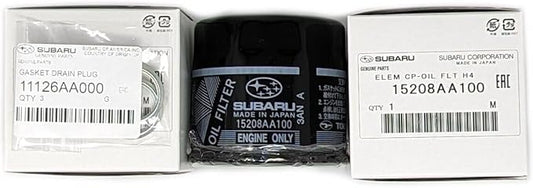 Subaru Engine Oil Filter & Crush Gasket KIT 15208AA100 & 11126AA000 Genuine Legacy Outback Impreza Wrx STi Forester Baja (3 Pack)