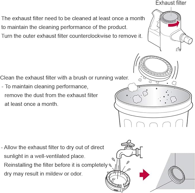 LG CordZero A9 Vacuum Cleaner Replacement Exhaust HEPA Fine Dust Filter for A906SM (Matte Silver)