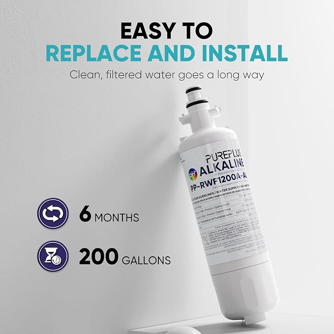 PUREPLUS Alkaline 469690 LT700P Replacement for LG Kenmore Elite 9690, ADQ36006102, ADQ36006101, LFXS30766S, LFX28968ST,LFX31925ST,PL-500,RWF1052, LT120F Refrigerator Water and Air Filter Combo, 2Pack