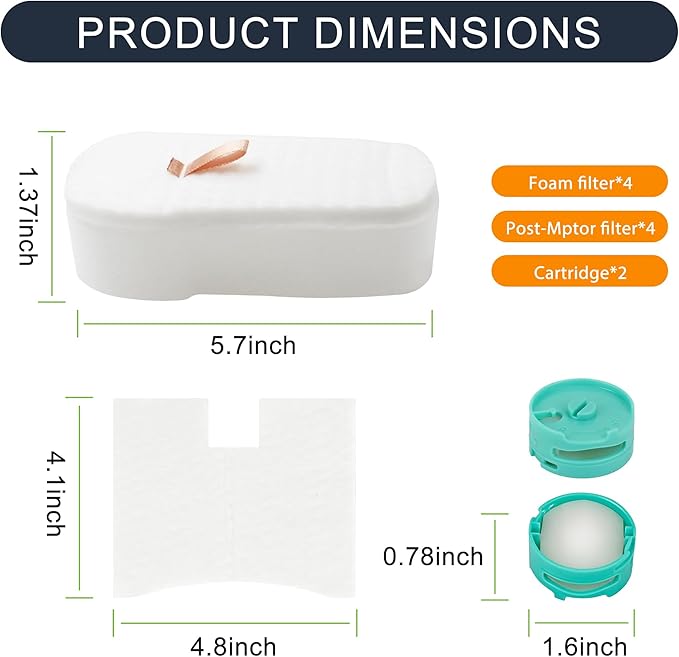 HZ700 Replacement filter for shark PowerFins HairPro Odor Vacuum HZ702 HZ700 QS175QBL QS175QGN, Compare with part 1541FC3000, XFFKHZ2000 XPMFHZ2000, 2 Cartridges+2 Foam&Felt+ 2Post Motor Filters