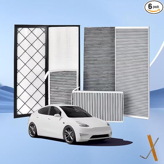 HEPA Cabin & AC Air Filter for Tesla Model Y/3 - Micro-Particle Defense with Activated Carbon Technology (6, Model Y Only)