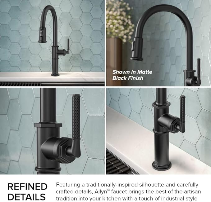 KRAUS® Allyn™ Traditional Industrial Pull-Down Single Handle Kitchen Faucet in Spot-Free Stainless Steel, KPF-4100SFS