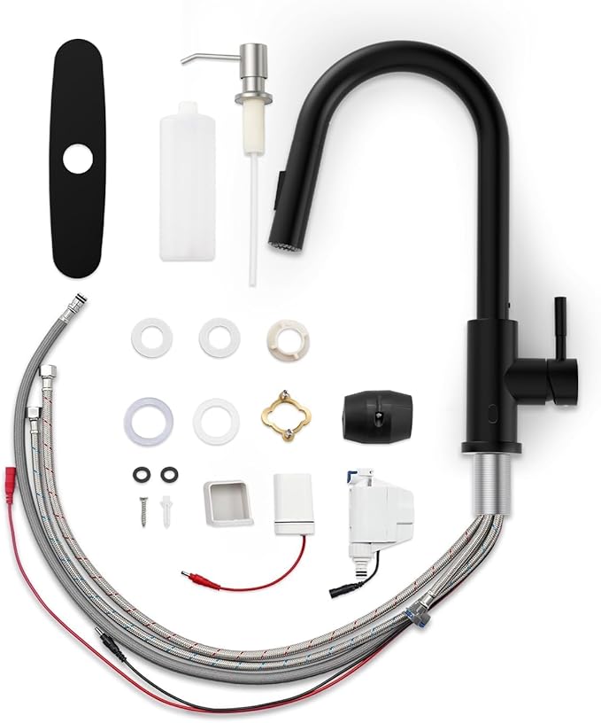 APPASO Black Kitchen Faucet Touchless, Hands-Free Smart Motion Sensor Sink Faucets with Soap Dispenser and Pull Down Sprayer 2 Modes, High Arc S304 Stainless Steel for Kitchen Sink