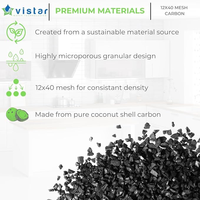 American Water Solutions - 5lbs Activated Coconut Shell Granular Carbon Charcoal 12X40 Mesh for Water Filtration/Air Filtration Systems.