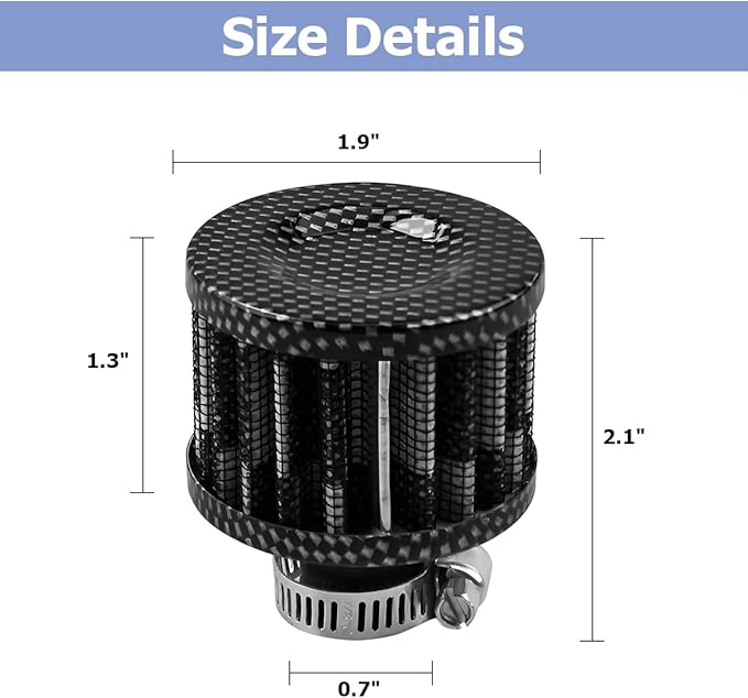 212cc Air Filter Valve Cover Breather, 12mm Inlet Mini Car Cold Air Intake Filter Cleaner, Crankcase Breather for Mini Bike Go Kart, Compatible with 196cc 6.5hp CT200U BT200X (Gray)