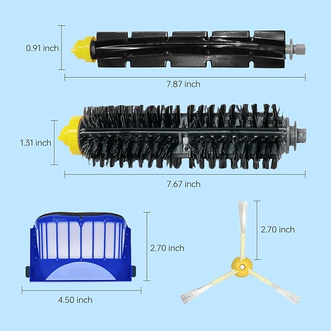 Replacement Parts Accessories Kit for iRobot Roomba 600 Series 694 675 692 690 680 650 660 620 665 695 651 614 & 500 Series 595 585 564, 6 Filter, 6 Side Brush, 3 Bristle and Beater Brush Set
