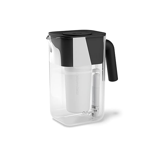 Culligan with ZeroWater Technology 10-Cup Water Filter Pitcher – Includes 5-Stage Advanced Water Filter, IAPMO Certified to Reduce Lead, Total PFAS, Mercury, Fluoride, and Chlorine - Matte Black