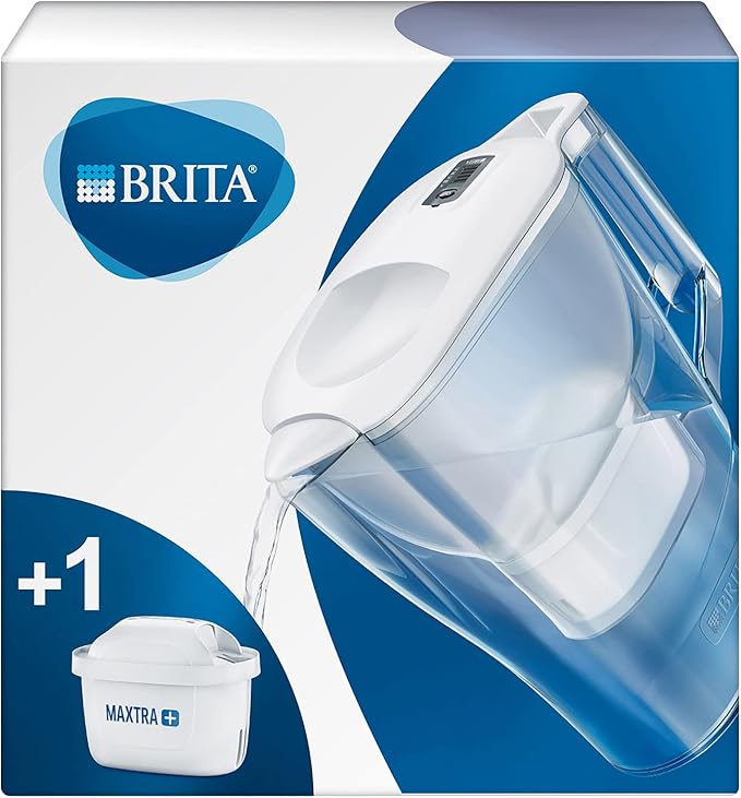 BRITA S0500 Aluna Fridge Water Filter jug for Reduction of Chlorine, limescale and Impuities, White, 2.4 L
