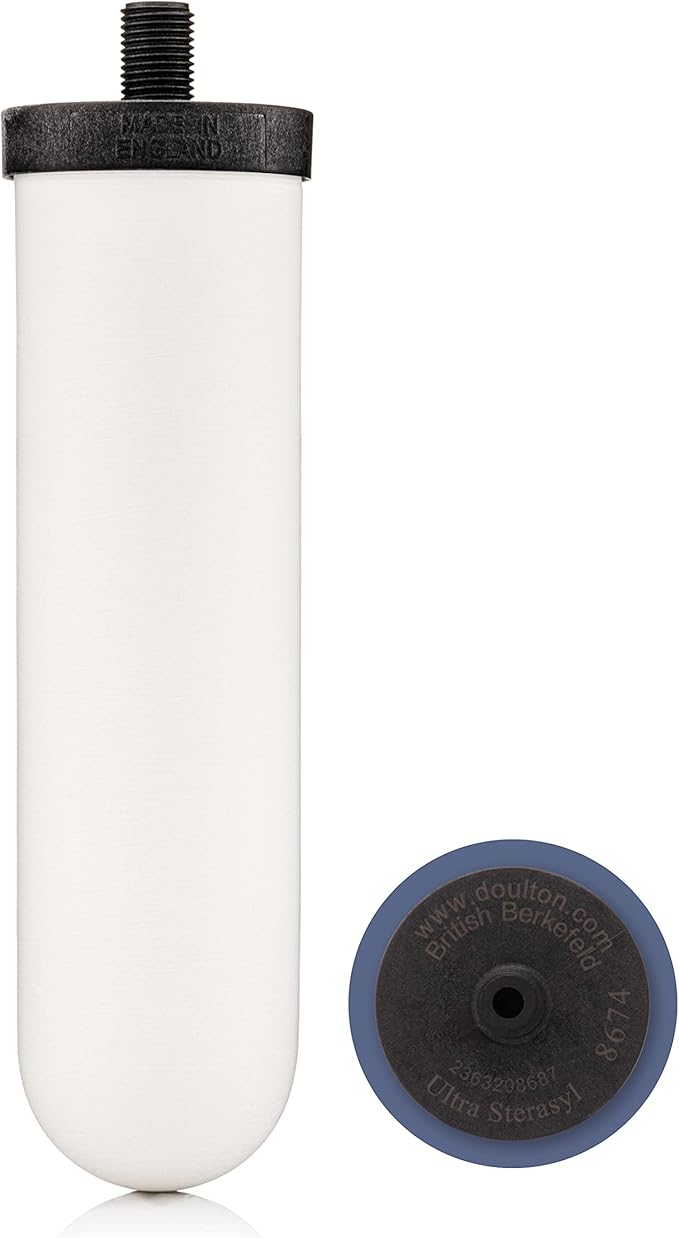 British Berkefeld 7" Ultra Sterasyl Ceramic Gravity Filter Cartridge | 2 Pack| Reduces Contaminants | Suitable for All Gravity Cans | Improves Taste & Odour | NSF Certified Candle Element