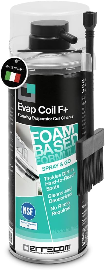 ERRECOM Evap Coil F+, 13.6 fl oz, Air Conditioner Foam Cleaner, NSF Certified (K4), 400 mL Aerosol Can