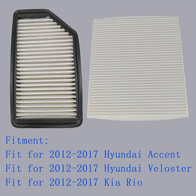 Engine & Cabin Air Filter Fit for 2012-2017 Hyundai Accent Veloster L4 1.6L, Fit for Kia Rio L4 1.6L, Replace 28113-1R100 97133-2E210 281131R100 971332E210