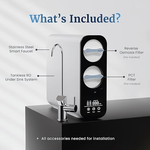 Mist- Reverse Osmosis Water Filter, Under Sink Water Filtration, Tankless RO System, 2:1 Pure to Drain Reduces TDS, 600 GPD, Smart Visual Display, IAPMO Certified, Undersink System