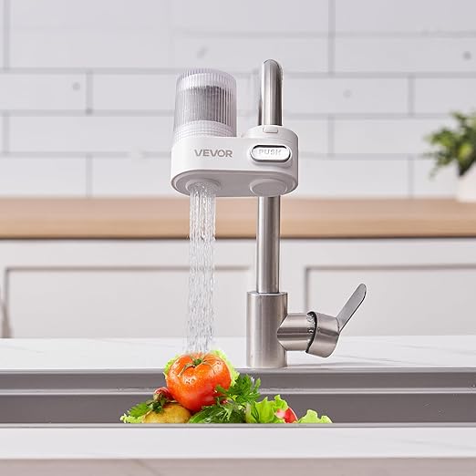 VEVOR Faucet Water Filter, Faucet Mount Water Filtration, 5-Stages Tap Filters Reduce 97% Lead, 95% Chlorine, Rust, Water Purifier for Kitchen Bathroom Sink, 320 Gal, 1 Filter, White
