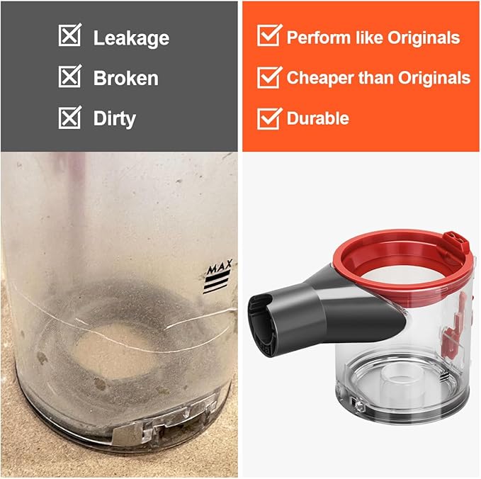 Dust Bin Replacement Parts for Dyson V7 V8 SV10 SV11 Vacuum Cleaner, Canister Replacement Vacuum Attachments Clear Bin Part No.967699-01