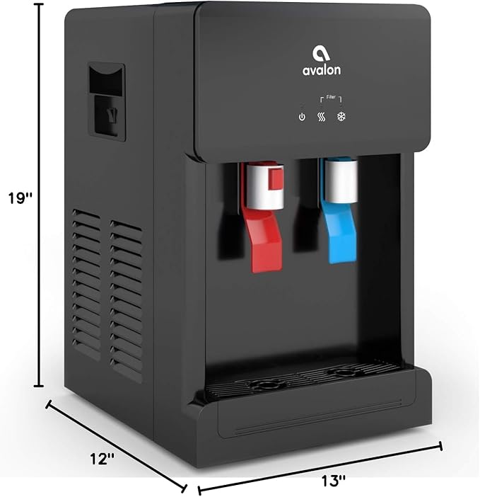 Avalon B8BLK Countertop Touchless Bottleless Water Cooler-2 Stage Water Filters and Installation Kit Included, NSF Certified, UL Approved, Black