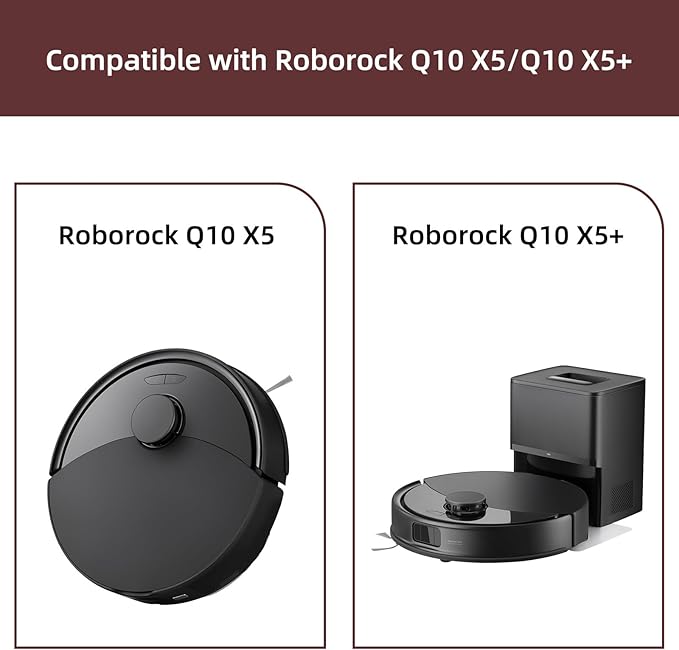 15 Pack Q10X5 Accessories Kit Replacement Compatible with Roborock Q10 X5 / Q10 X5+ Plus Robot Vacuum, 1 Main Brush, 4 Mop Cloth Pads, 4 Side Brushes, 4 HEPA Filters, 1 Cleaning Tool, 1 Screwdriver