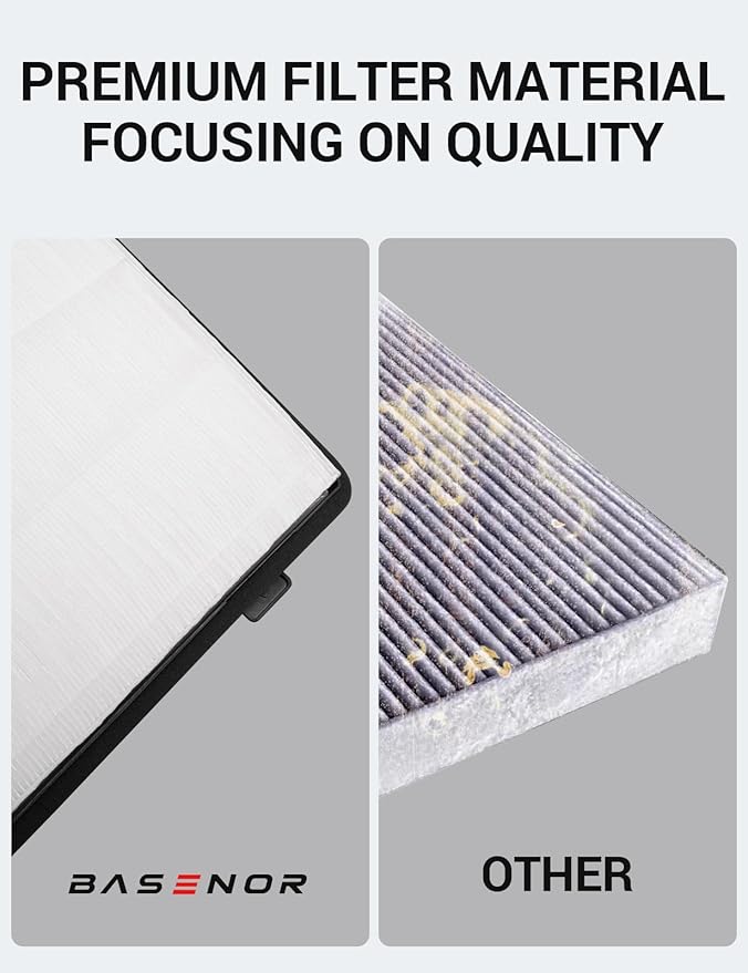BASENOR 2026 Upgraded Tesla Cybertruck Air Filter HEPA Cabin Intake Air Filter Replacement with Activated Carbon (Proprietary Design) Cybertruck Accessories 2024 2025 2026