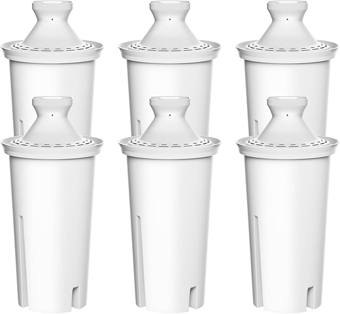 Water Filter Replacement for Brita Filters, Pitchers and Dispensers, Classic 35557, OB03, Mavea 107007, Grand, Lake, Capri, and More, NSF Certified, BPA-Free, 6 Pack