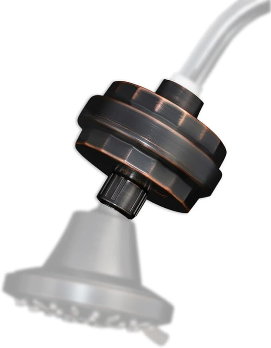 Brondell Shower Filter VivaSpring, Compact Rubbed Bronze – High Output, 100% High-Purity KDF Filtration, With FF-30 Filter Cartridge, Filtered Shower Water for Healthier Skin & Hair