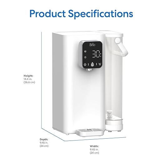 Brio SIMPL W2 Countertop Water Dispenser w/Refillable 2.5L Water Tank, 2-in-1 Sediment & Carbon Filter Included, Room Temp., LED Display w/Touch Buttons, No Plumbing Necessary, White