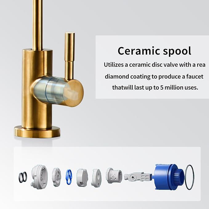 Drinking Water Faucet for Kitchen Sink, Kitchen Water Filter Faucet Stainless Steel for Reverse Osmosis or Water Filtration System Beverage Non-Air Gap RO Faucet Brushed Nickel Finish