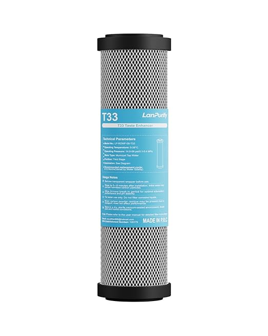 T33 Post-Filter Cartridge Replacement for LP-ROWF Series, 6-12 Month Taste & Odor Enhancement, Coconut Shell Carbon