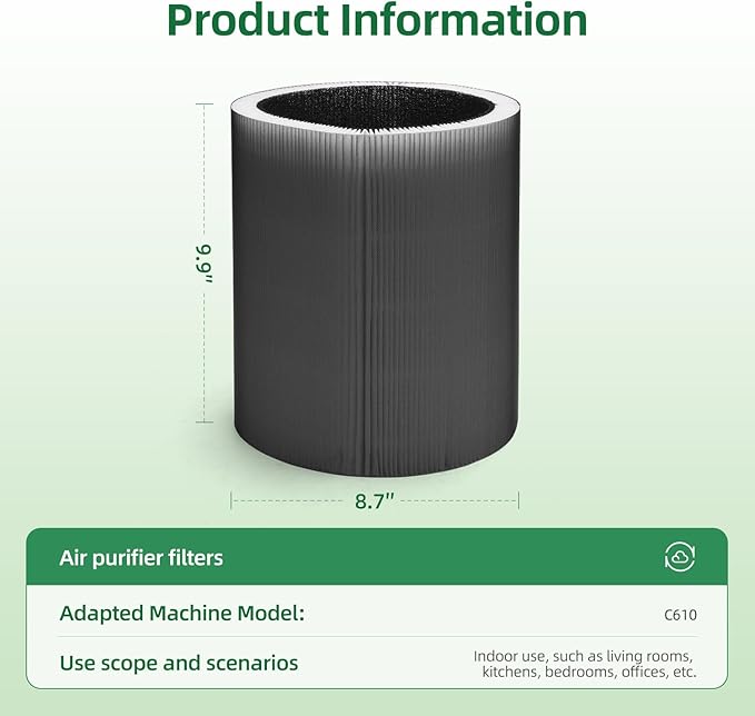 C610 Replacement Filter Z Compatible with Winix C610 Air Purifier, 1712-0121-00, 3-in-1 H13 Grade Filter, 2-Pack
