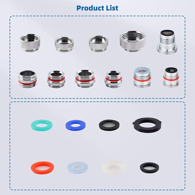 iFealClear 11 PCS Brass Faucet Adapter Kit, Kitchen Sink Aerator Adapters Fit Faucet with Removable Aerators, Male Female Thread Sink Faucet Adapter for Bathroom, Kitchen and RVs Faucets