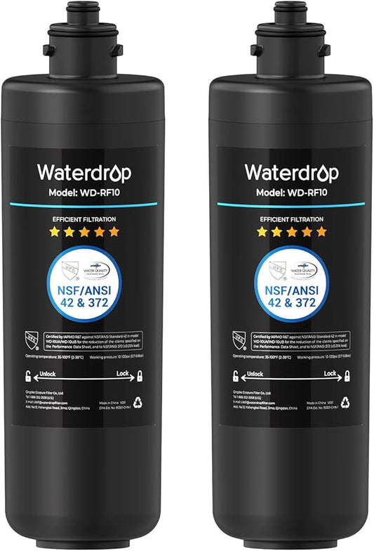 Waterdrop RF10 Replacement Filter Cartridge for 10UA/10UB Under Sink Water Filter, Reduces PFAS, PFOA/PFOS, Lead, Chlorine, Bad Taste & Odor, NSF/ANSI 42 Certified, 11K Gallons High Capacity, 2 PACK