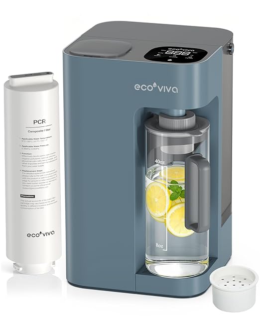 Mate 3 Reverse Osmosis Water Filter Countertop, 3:1 Pure to Drain, 44oz Smart Autofill Pitcher, No Installation Water Purifier, 8 Stage RO Water Filtration, with Remineralization, Blue