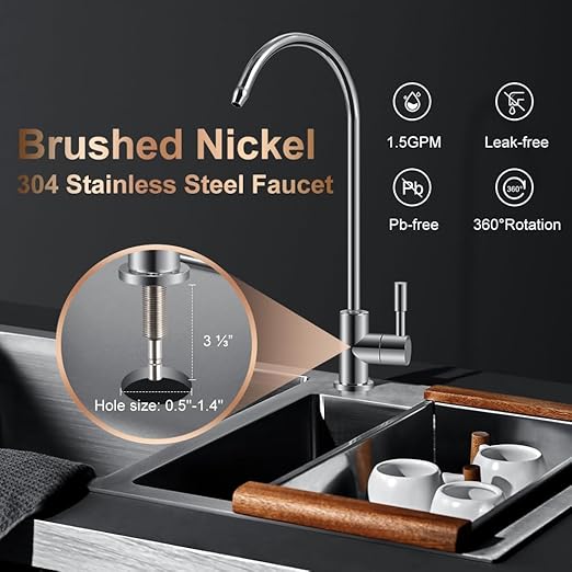 Wingsol Under Sink Alkaline Water Filter with Faucet, 2-Stage Water Filter System Reduces Heavy Metals, Chlorine, Sediment, Improves pH and Taste, Remineralization, NSF 42&53 Certified