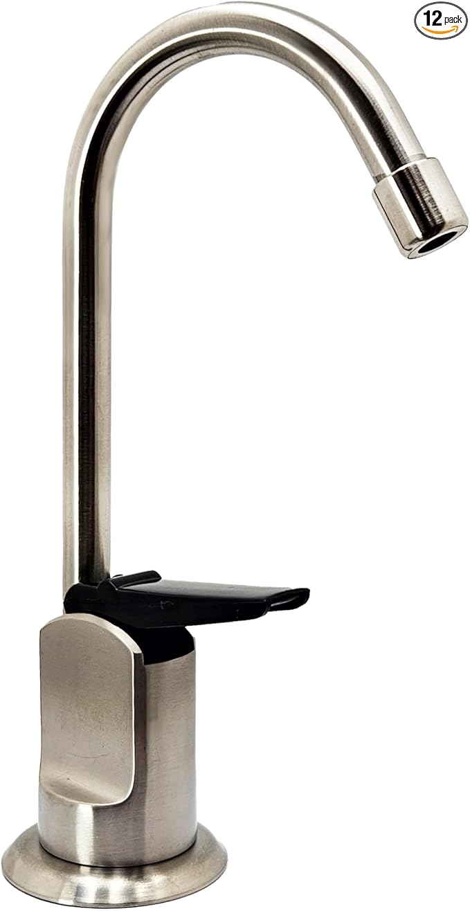 Westbrass D203-NL-12-07 6" Touch-Flo Style Pure Cold Water Dispenser Faucet, 12-Pack, Satin Nickel