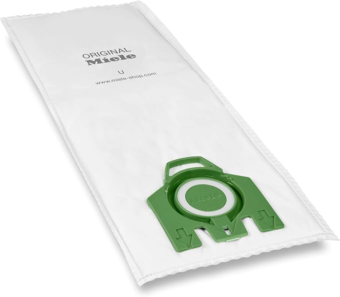 Miele Original AirClean 3D Efficiency U Vacuum Cleaner Bags for Miele Dynamic U1 and S7 Models, Filters More Than 99.9% of Dust, Pack of 4 – 10123230