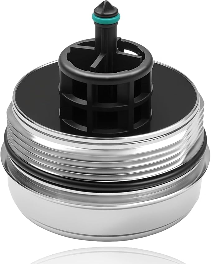 Aluminium Oil Filter Housing Cover Cap Compatible With BMW Vehicle N52 N20 N54 N55 323i 525i 128i 325Xi 328Xi 330Xi 335Xi 525Xi 528Xi 530Xi 535Xi 740Li X3 X5 X6 2006-2016 Replace# 11427525334, 917056