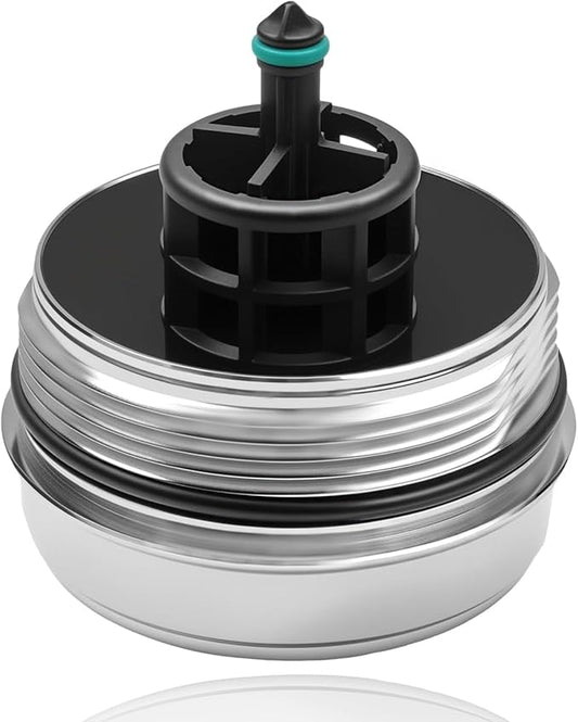 Aluminium Oil Filter Housing Cover Cap Compatible With BMW Vehicle N52 N20 N54 N55 323i 525i 128i 325Xi 328Xi 330Xi 335Xi 525Xi 528Xi 530Xi 535Xi 740Li X3 X5 X6 2006-2016 Replace# 11427525334, 917056
