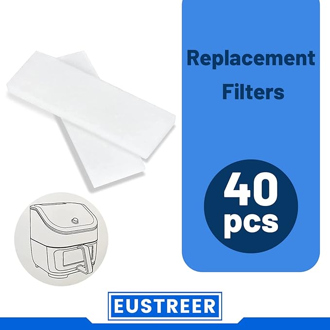 40 Pcs Air Fryer Replacement Filters for 6QT Instant Vortex Plus Air Fryer with ClearCook and OdorErase, Replacement Odor Erase Air Filters for Instant Vortex Plus 6QT