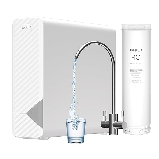 PUREPLUS 1400 GPD Reverse Osmosis System, Tankless Non-Electric RO Water Filter System, Under Sink RO System Heavy Metals Removal, 2:1 Pure to Drain,Reduce TDS,Reduce PFAS