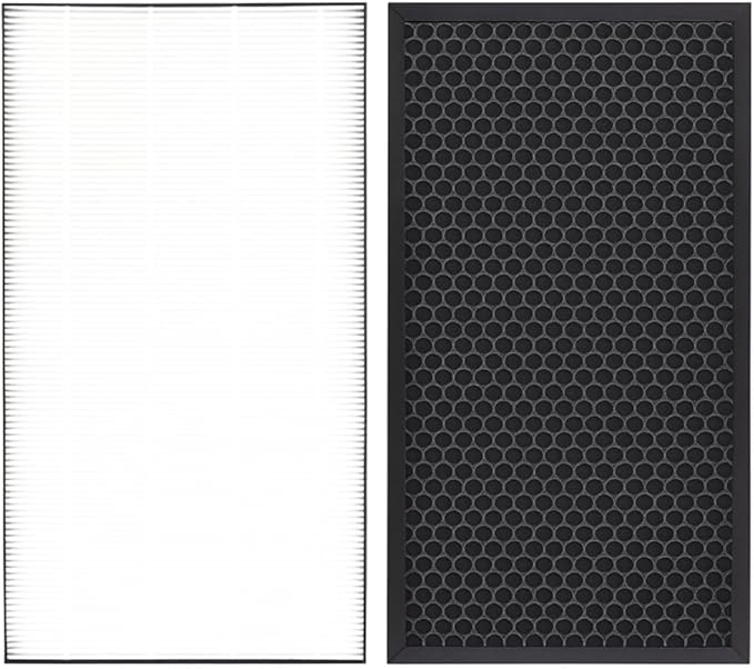 Nispira Replacement HEPA Carbon Filter Set Compatible with Panasonic Air Purifier Models F-ZXHP55Z, F-ZXHD55Z, F-PXH55A, F-VXH50A, F-PXM55A, F-PXH55C, True HEPA + Activated Carbon, 1 Set