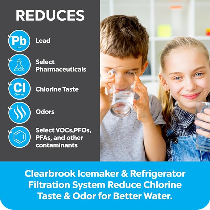 Clearbrook RF10-J Refrigerator Filter System, 1/4 Inch John Guest Fittings, Compatible with Refrigerators without Built-in Filtration