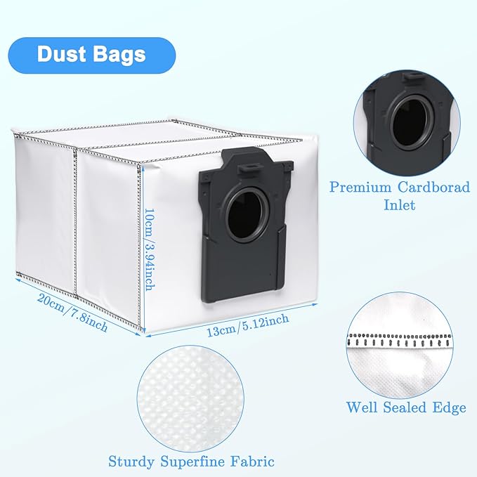 31 PCS Replacement Parts for Dreame X40 Ultra/Master/ L40 Ultra, MOVA P10/ P50 Pro Ultra Vacuum Cleaner, 2 Main Brushes 6 HEPA Filters 6 Dust Bags 6 Side Brushes 8 Mop Pads 1 Cleaning Brush