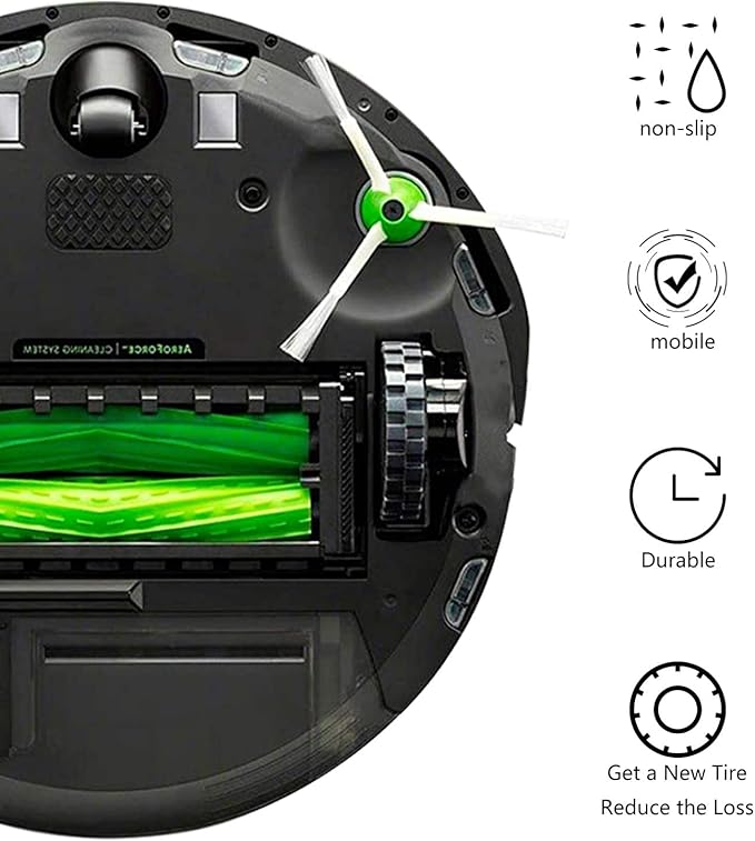 Garbage fighter Tires for IROBOT ROOMBA Wheels Series 500, 600, 700, 800 and 900, e5, e6, i7,Anti-Slip, Great Adhesion and Easy Assembly, Wheel Replacement for All roomba Models (Black 4 Pack)