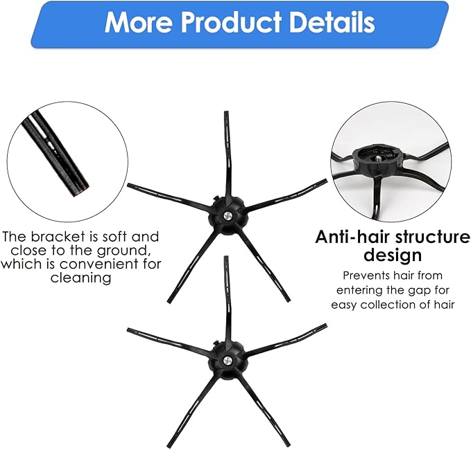 (8 Pack) Side Brushes for Roborock Q5 Max+, S8 MaxV Ultra, Q5 Pro, Q8 Max+, Q Revo, Qrevo Pro, Qrevo S, Qrevo Slim, Qrevo Master, S8 Pro Ultra, S7 MaxV Ultra, Q7 Max, Q7 Max+, Q5 Pro+, S7 & E Series
