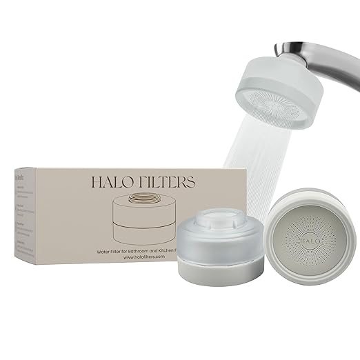 Faucet Filter – Bathroom Sink Faucet Filter for Men & Women’s Skincare, Vitamin C–Infused, Reduces Chlorine, Advanced Filtration for Hydrated Skin, Hard Water Softener (White)